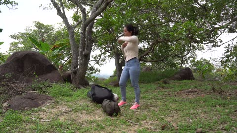 SOLO CAMPING IN THE RAIN - relaxing in tent with sound of rain - Morning Yoga Practice