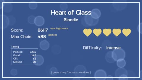 Melody's Escape to, "Heart of Glass", by Blondie.