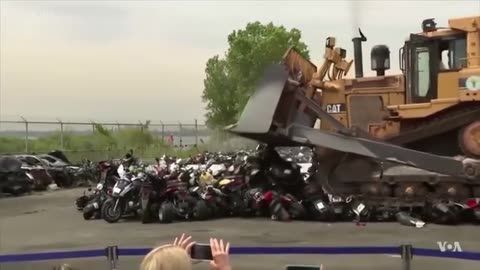 New York city destroyed 1000 of dirt bikes