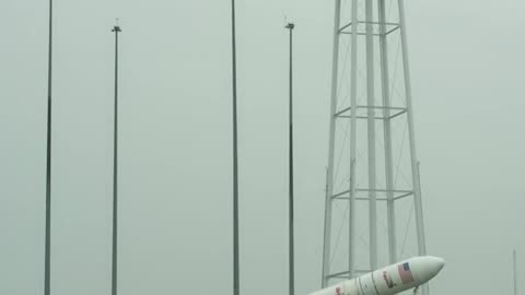 Antares Rocket Raised on Launch Pad