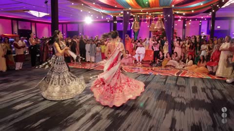 Beautiful Sangeet Dance Performance by the Bride and her Sister - Indian Wedding 4K