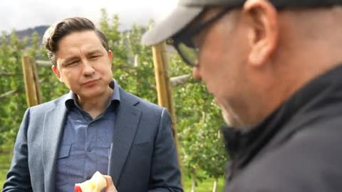 PierrePoilievre HUMILIATES left-wing journalist while munching an apple.