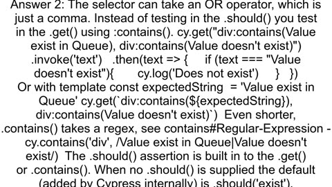 Is it possible to use OR condition between strings in Cypress 39Should39 assertion