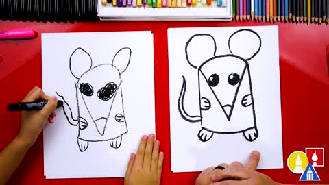 How To Draw A Mouse - Letter M - Preschool