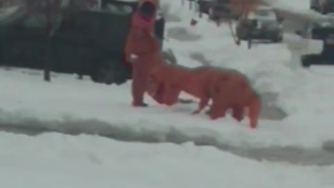 T-Rex Snowball Fight