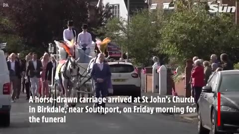 Mourners in bright colours line streets for funeral of Southport victim Elsie Dot Stancombe, 7