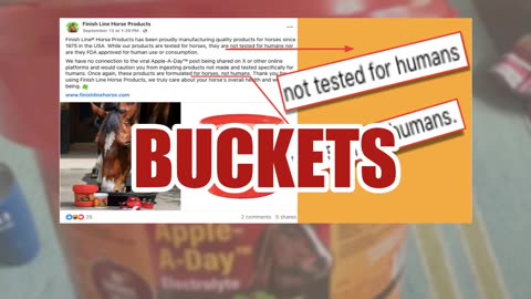 Fact Check: Tractor Supply's Apple-A-Day Bucket Of Horse Electrolytes Are NOT For Human Consumption