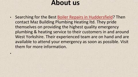 Get The Best Boiler Repairs in Huddersfield.