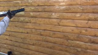 Log home glass blasting