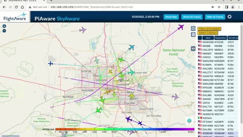 May 15th 2022 - time lapsed phoenix air traffik over CANCER VALLEY