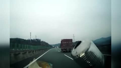 Aluminium Drum Flies Off Lorry Onto Motorway