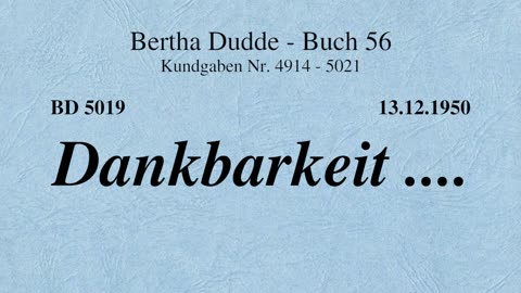 BD 5019 - DANKBARKEIT ....