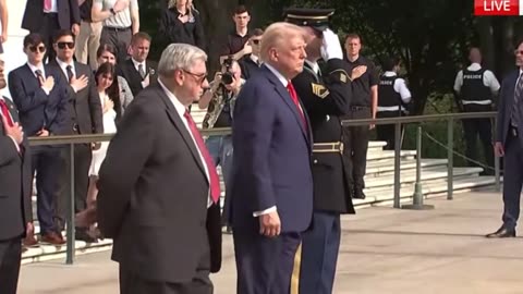 Trump at Arlington National Cemetery to honor the 13 service members...