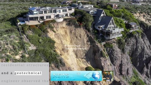 Massive landslide on coastal bluff leaves Southern California mansion on the edge of a cliff