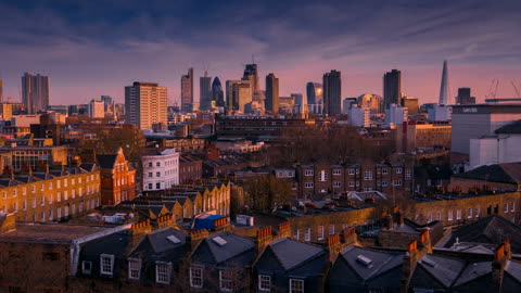 beautiful town at sunset