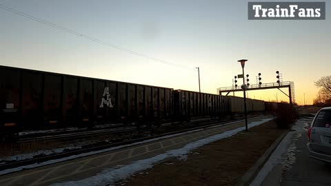 Manifest Train CN 2990 & CN 3198 Locomotives Eastbound In Sarnia