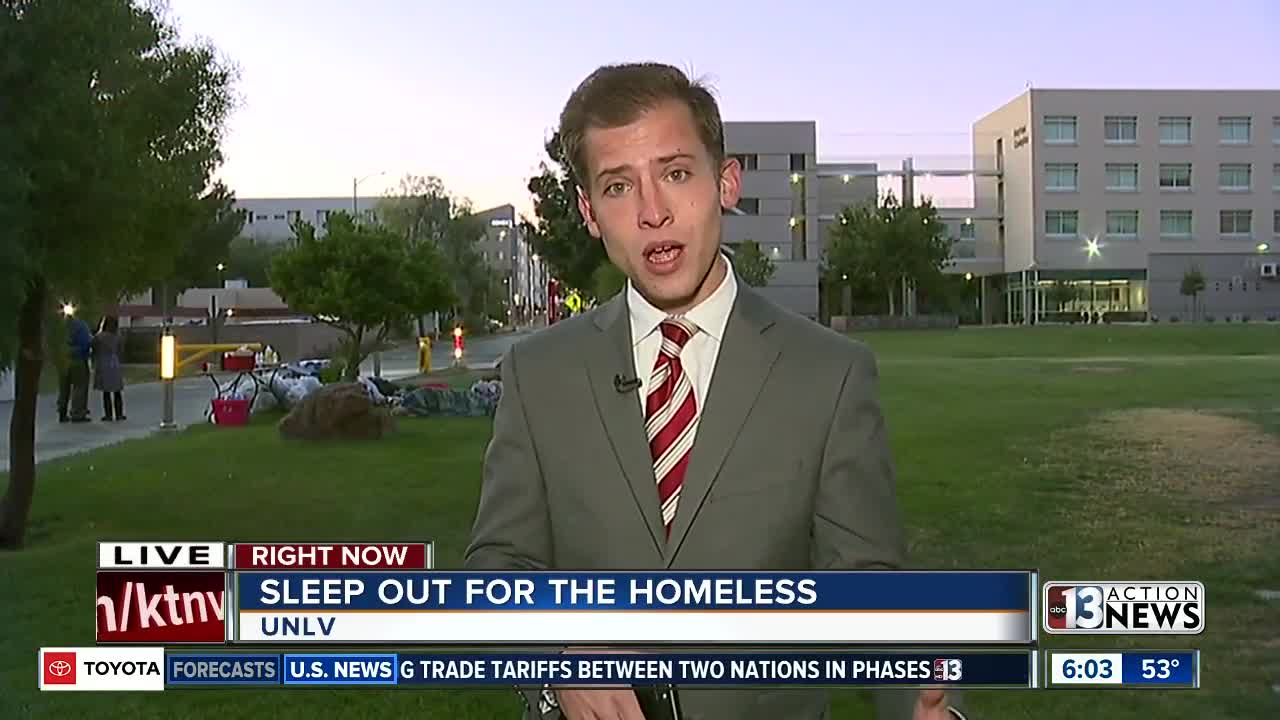 UNLV students participating in Sleep Out