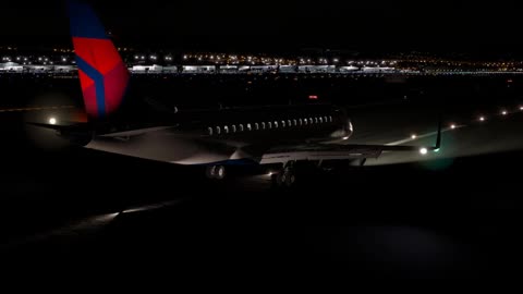 E175 KSFO 28R Night Landing