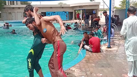 Fighting in swimming pool