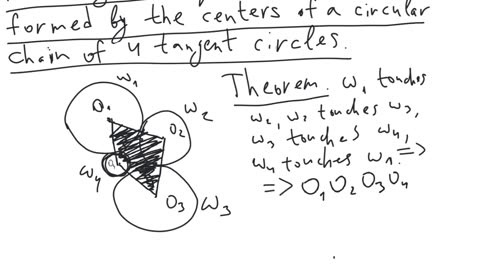 The tangential quadrilateral formed by centers of 4 tangent circles | plane geometry | intermediate