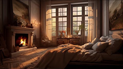 Bedroom With Fireplace Ambience