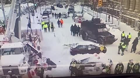 Canadian Police Assaukting Peaceful Protesters - Arial View