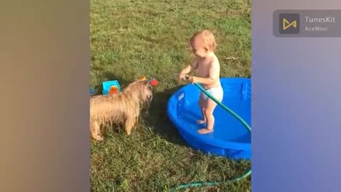 The most beautiful laugh and innocence of children with crazy water