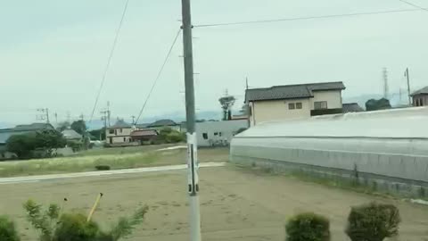 Riding a train through Japan