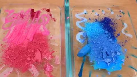 Pink vs Blue -Mixing Makeup Eyeshadow into Slime