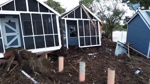 Damage in Steinhatchee Florida from Hurricane Helene