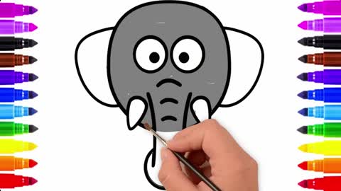 Drawing and Coloring for Kids - How to Draw Elephant Face