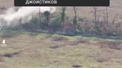 Russian soldier fights off two drones.