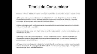 Microeconomia 038 Teoria do Consumidor Restrição Orçamentária Exercícios