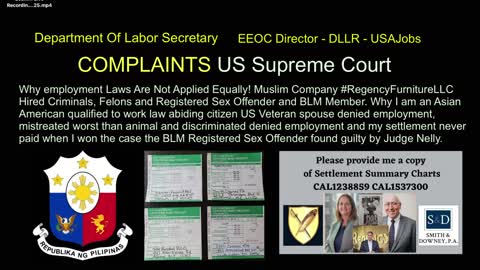 #OneNewsPage #FILAMJournalDiary2022USA #USSupremeCourtComplaints #SmithDowneyPA #DouglasWDesmarais #KirstinMiller Settlement Never Paid #RegencyFurnitureLLC #PeterCarley #MikeCFallings #Tully RinckeyPLLCAlbanyNewYork #MatthewBTully