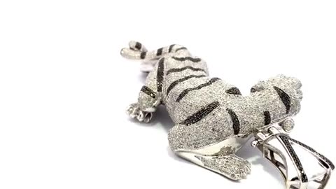 10K White Gold & Natural Diamond Panther Pendant