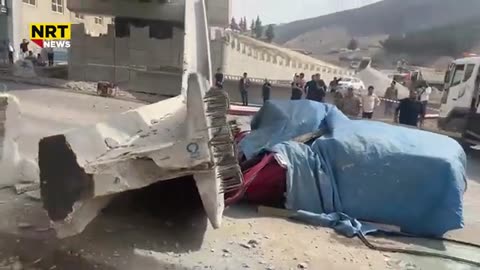 Part of the Soran gate bridge fell on a car