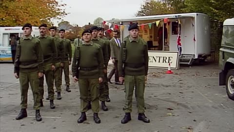 Mr Bean has fun shouting orders at some army personnel!