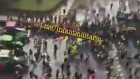 Spanish farmers demonstrating in Madrid