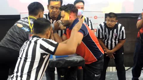 Monaj (India) vs Safuan (Malaysia) in hook arm wrestling final senior 63kg right hand