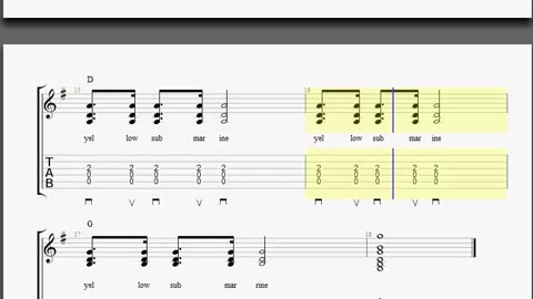 Easy Guitar Tabs for Yellow Submarine