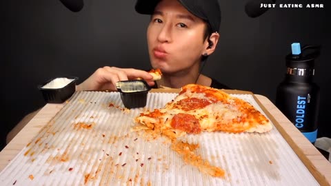 ASMR EATING PEPPERONI AND PIZZA | eating compilation