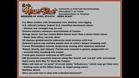 Weekend of April 8/9,2023 News Blast. #Enoch #NewsBlastReading #NBR