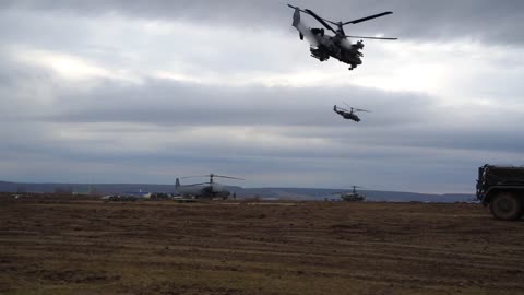 Ukraine War - Combat work of the crews of attack helicopters Ka-52