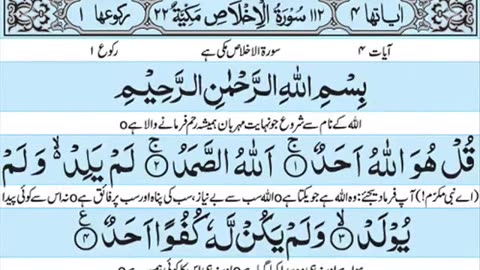 Surah Ikhlas with Urdu translation