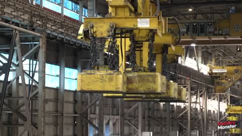 Process of Making High Quality Rebar with Scrap Metal. Steel Mill in Korea