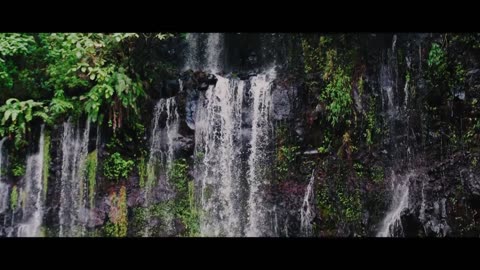 Outdoor aerial photography, enjoy the beauty of nature's mountain waterfalls