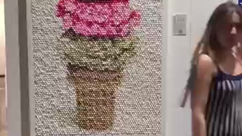 Art made of thousand ice cream scoops | Viral Art