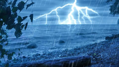 Thunderstorm at Sea with Heavy Rain | Sounds for Sleeping & Relaxation.