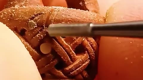 Artist turns fruit pit into a work of art!.hd