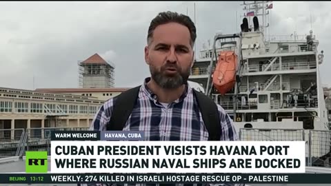 Cuban president visits Havana port where Russian ships are docked